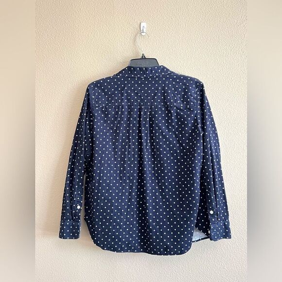LOFT Navy Polka Dot Corduroy Shirt - Picture 3 of 8